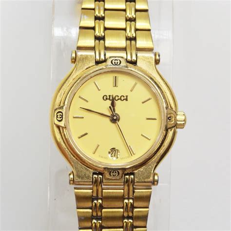 18ct gold gucci ladies watch|Gucci gold plated watch.